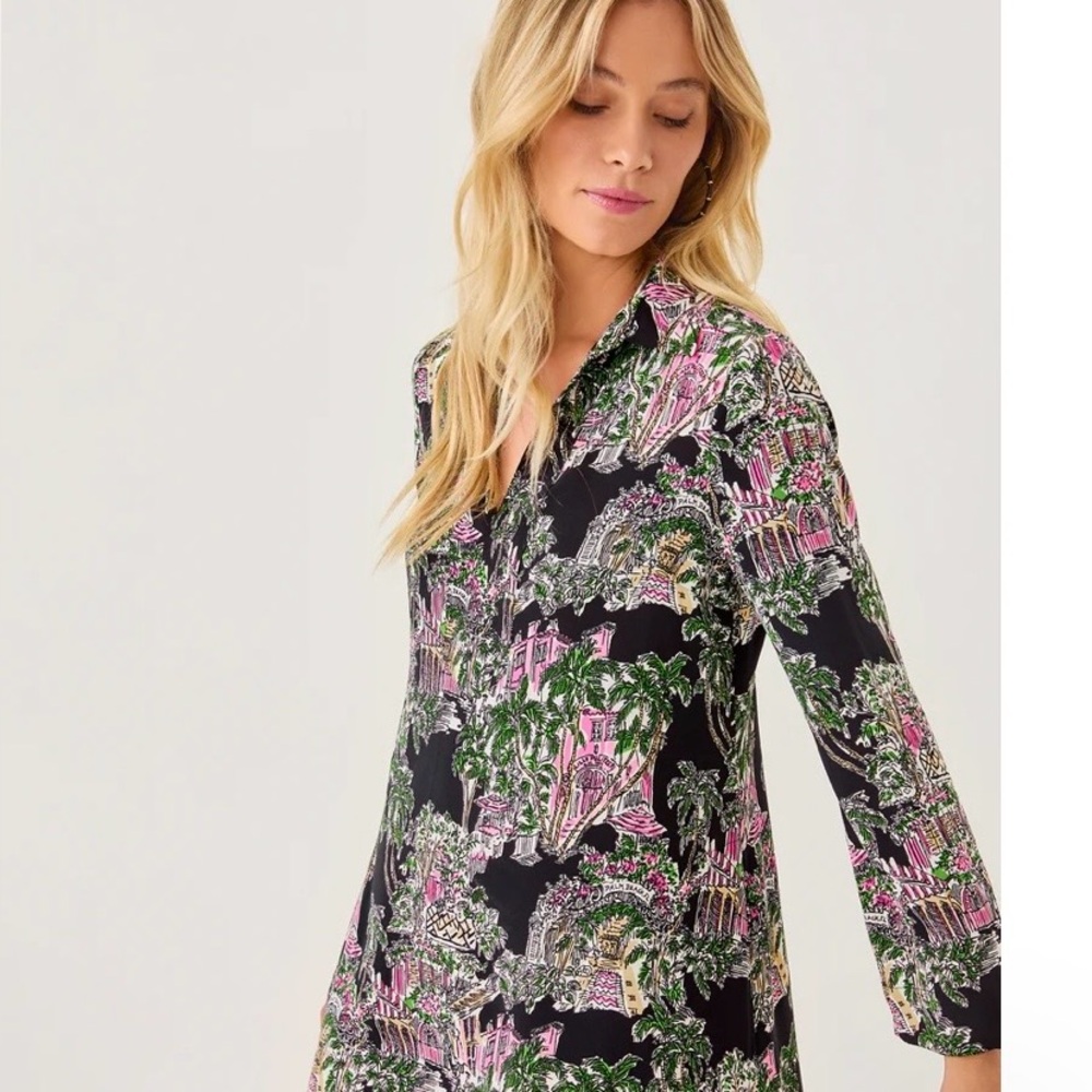 Lilly Pulitzer Simona Dress in Palm Beach Onyx Anniversary Toile - Picture 2 of 9